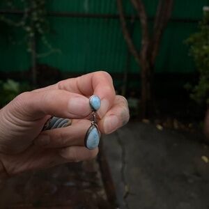 Sterling silver larimar single earring drop dangle handmade fine high qualility